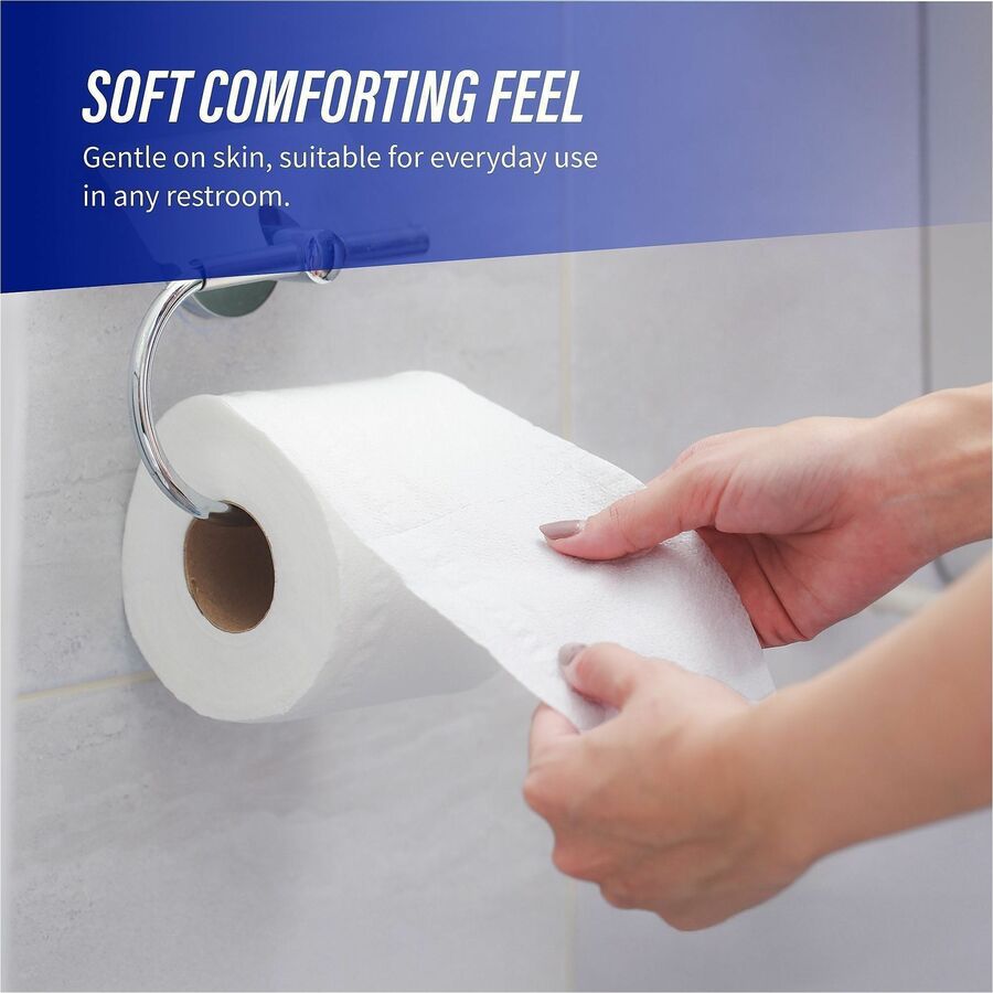 Genuine Joe 2-ply Standard Bath Tissue Rolls - 2 Ply - 4" x 3.20" - 500 Sheets/Roll - 1.63" Core - White - Perforated, Absorbent, Soft - 96 / Carton