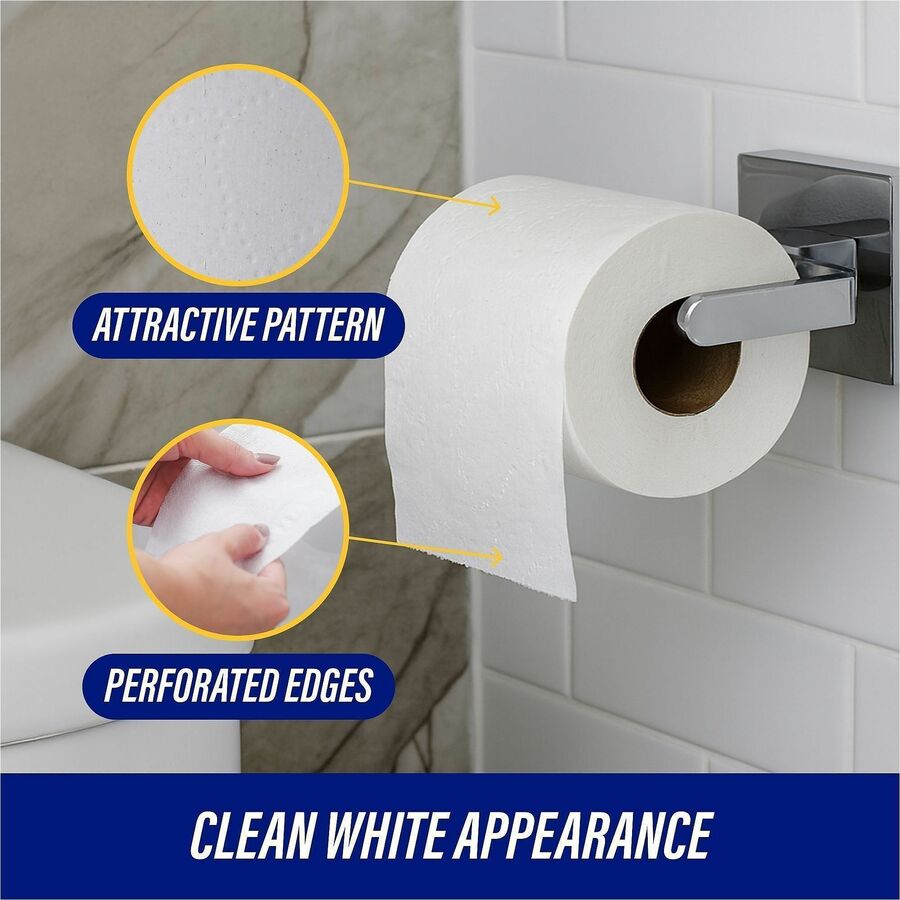 Genuine Joe 2-ply Standard Bath Tissue Rolls - 2 Ply - 4" x 3.20" - 500 Sheets/Roll - 1.63" Core - White - Perforated, Absorbent, Soft - 96 / Carton
