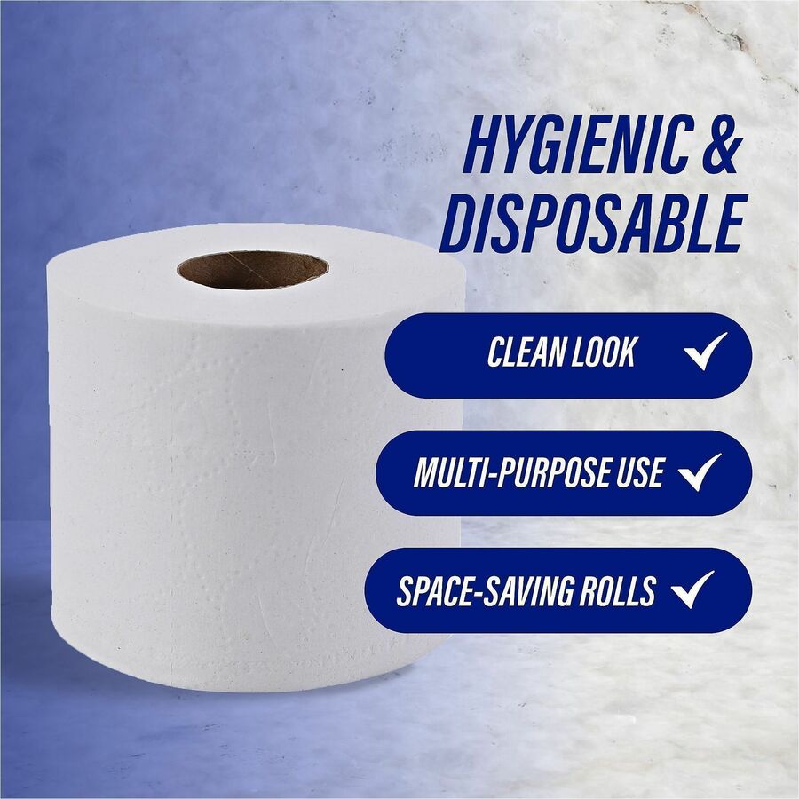 Genuine Joe 2-ply Standard Bath Tissue Rolls - 2 Ply - 4" x 3.20" - 500 Sheets/Roll - 1.63" Core - White - Perforated, Absorbent, Soft - 96 / Carton