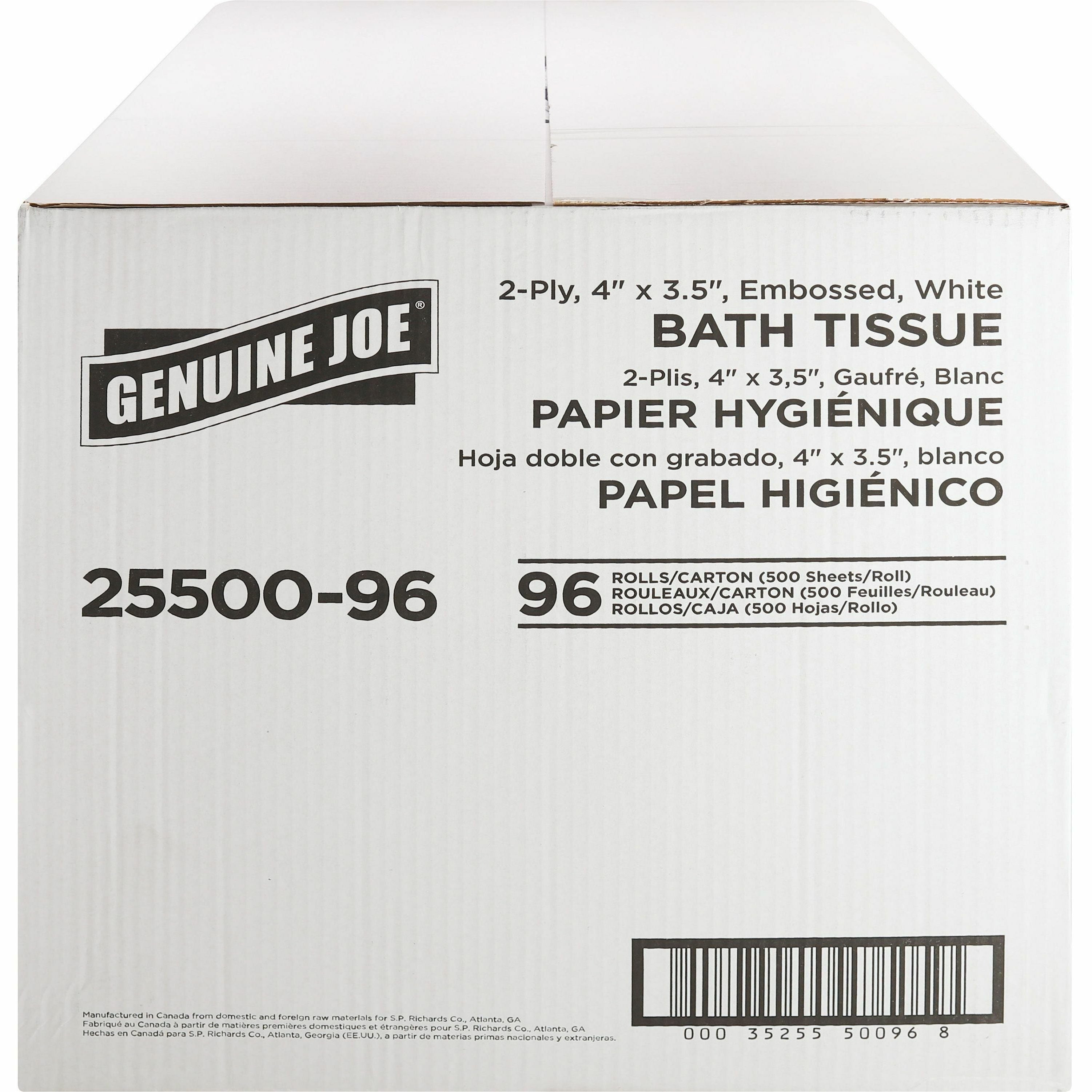 genuine-joe-2-ply-standard-bath-tissue-rolls-2-ply-4-x-320-500-sheets-roll-163-core-white-perforated-absorbent-soft-96-carton_gjo2550096 - 3