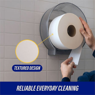 Genuine Joe 2-ply Jumbo Roll Dispenser Bath Tissue - 2 Ply - 3.30" x 650 ft - 3.30" Core - White - Nonperforated, Unscented - For Restroom - 12 / Carton