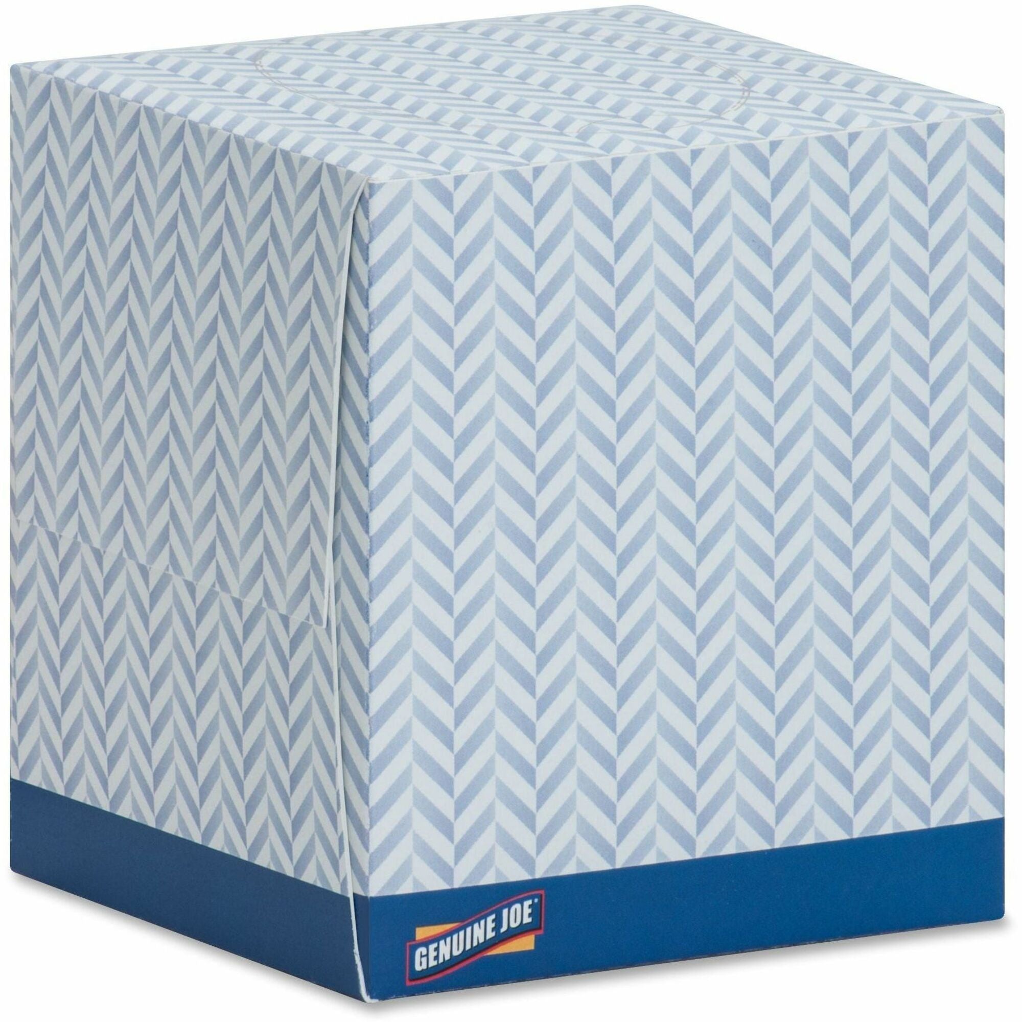 genuine-joe-cube-box-facial-tissue-2-ply-interfolded-white-soft-comfortable-smooth-for-face-skin-home-office-business-85-per-box-36-carton_gjo26085 - 1