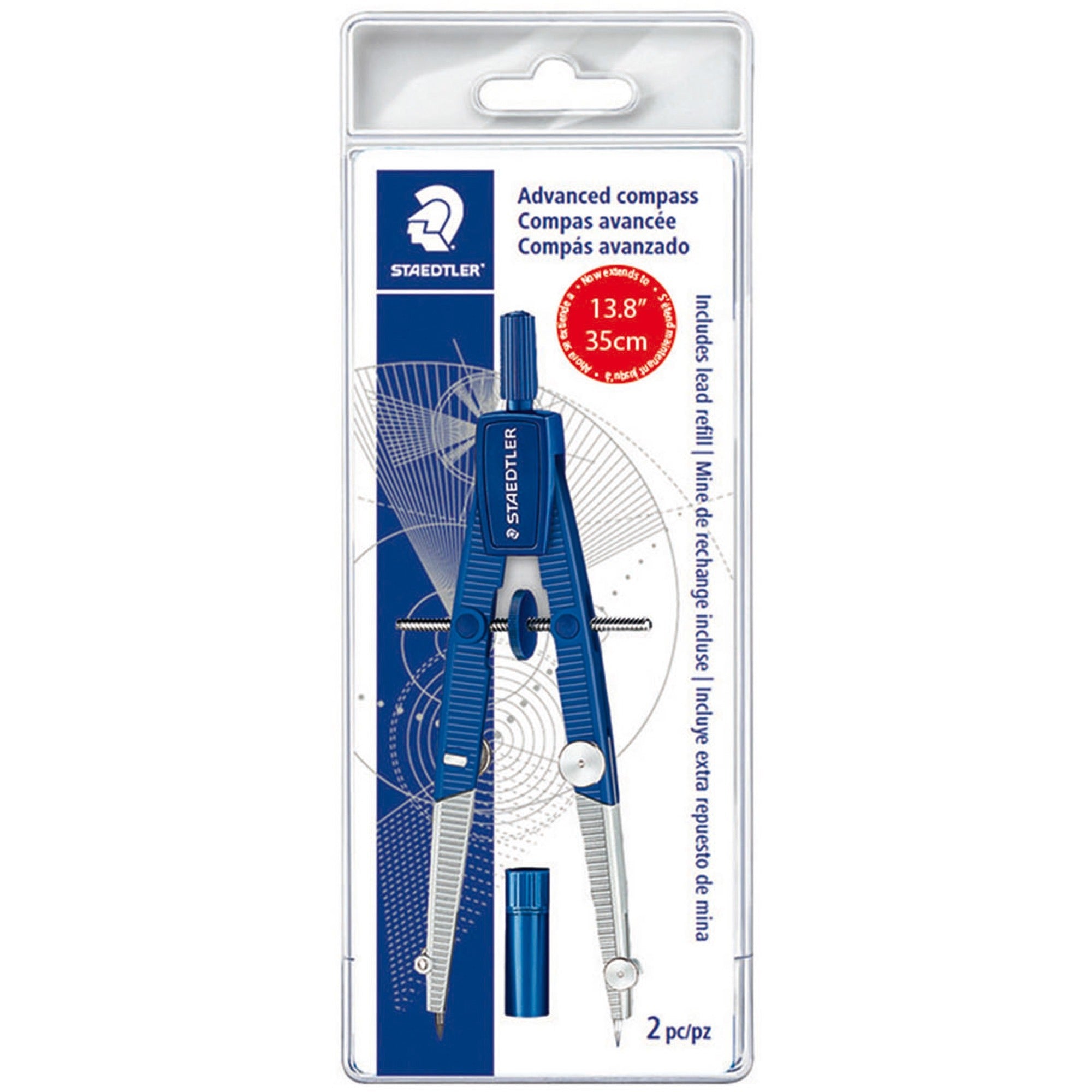 Staedtler 2-piece Advanced Student Compass - Metal, Plastic - Blue, Silver - 1 Each - 