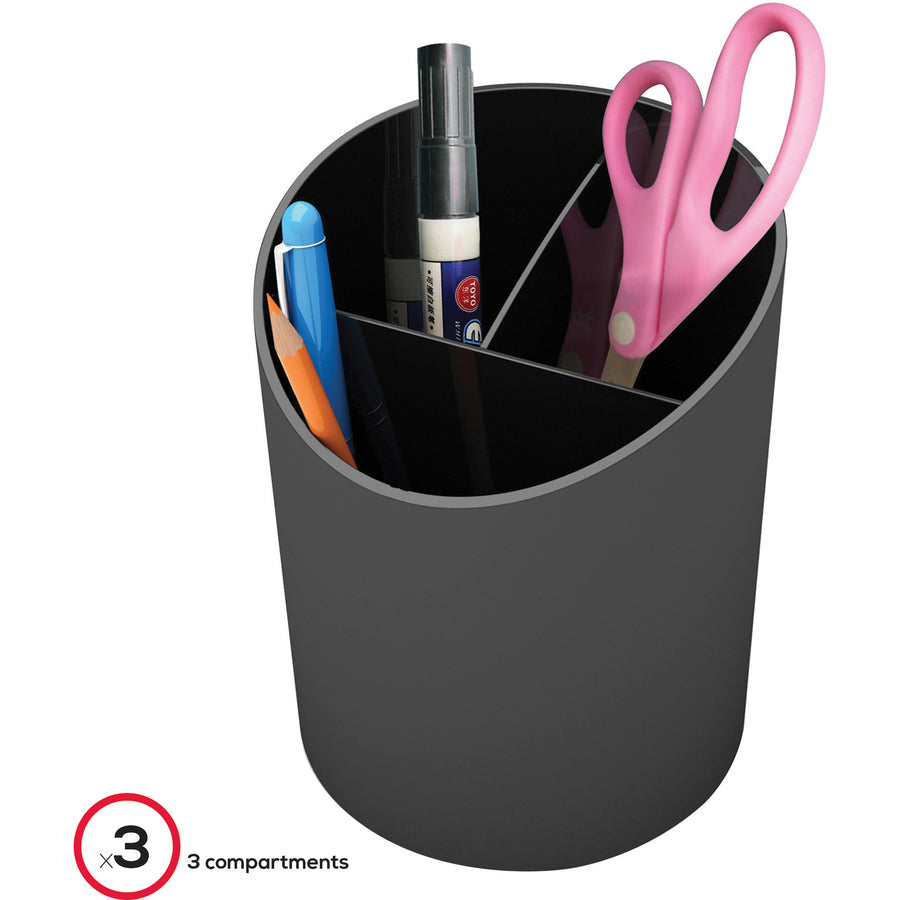 Deflecto Sustainable Office Recycled Large Pencil Cup - 5.6" x 4.4" x 4.4" - 1 Each - Black