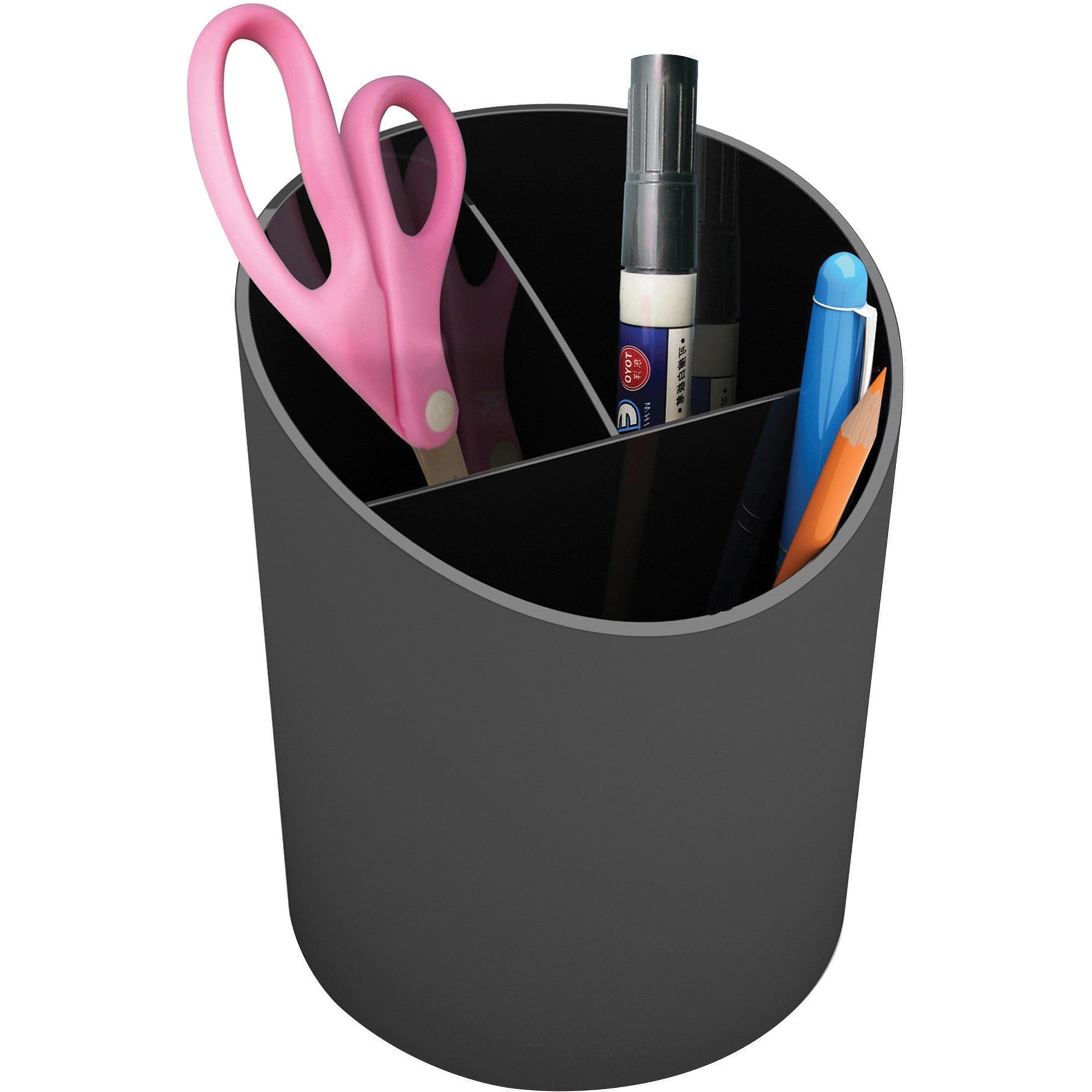 Deflecto Sustainable Office Recycled Large Pencil Cup - 5.6" x 4.4" x 4.4" - 1 Each - Black - 