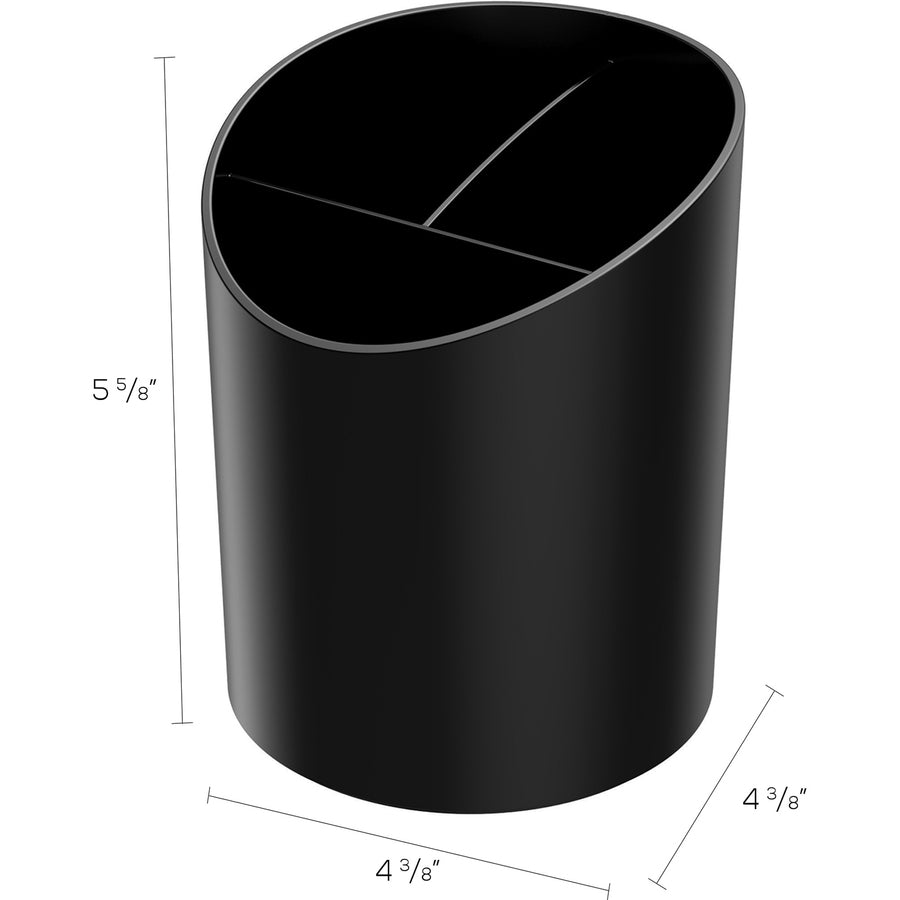 Deflecto Sustainable Office Recycled Large Pencil Cup - 5.6" x 4.4" x 4.4" - 1 Each - Black