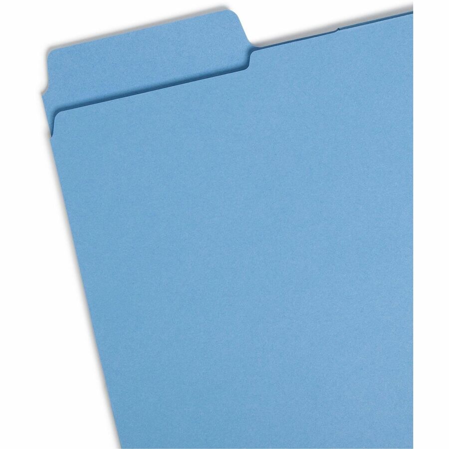 Smead SuperTab 1/3 Tab Cut Letter Recycled Top Tab File Folder - 8 1/2" x 11" - 3 Internal Pocket(s) - Blue, Red, Green, Yellow - 10% Recycled - 12 / Pack