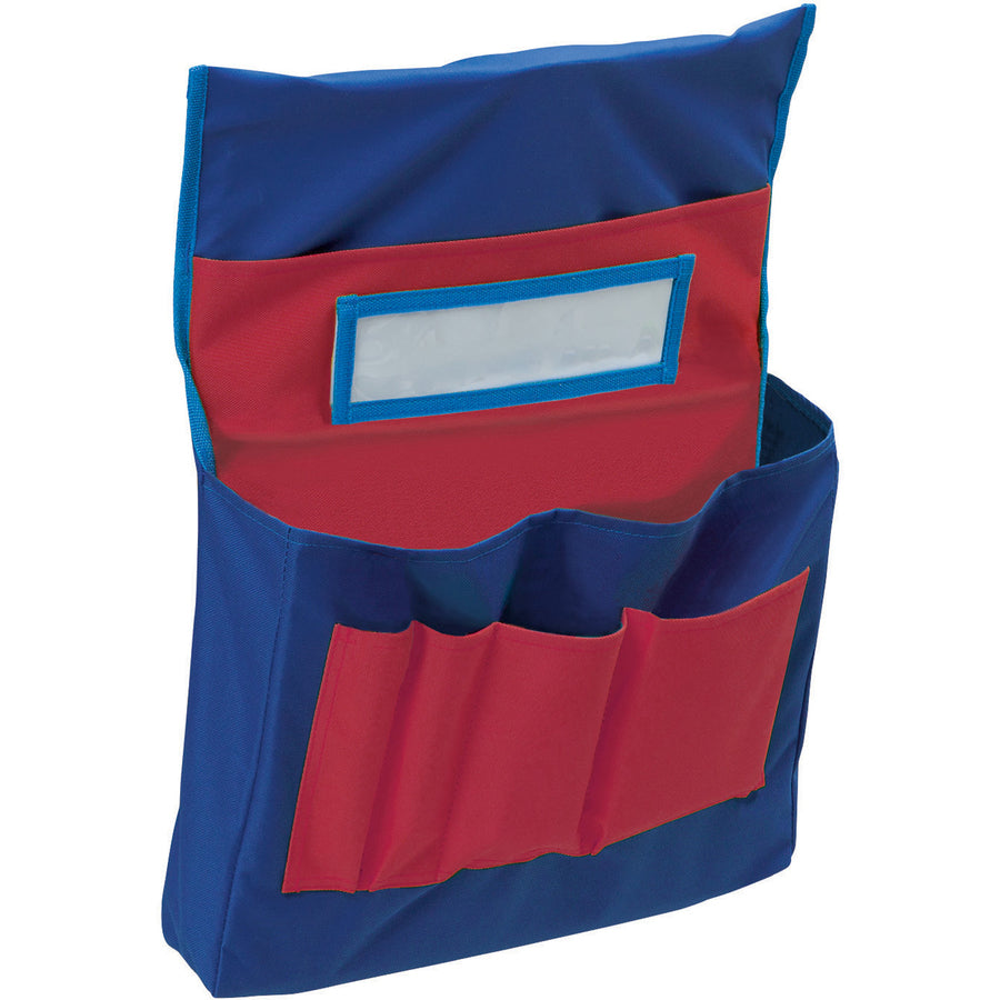 Pacon Chair Storage Pocket Chart - 6 Pocket(s) - 2 Large Pockets - 4 Small Pockets - 18.5" Height x 14.5" Width x 2.5" Depth - No - Blue, Red - Polyester - 1Each - 