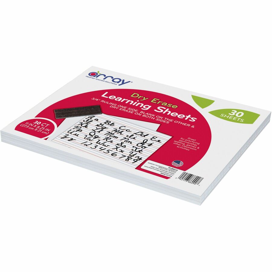 GoWrite! Dry Erase Learning Board - Dry-erase, Two-Sided, 3/4" Rule/Plain - 11" Width x 8.25" Height - White Surface - Rectangle - No - 30 / Pack