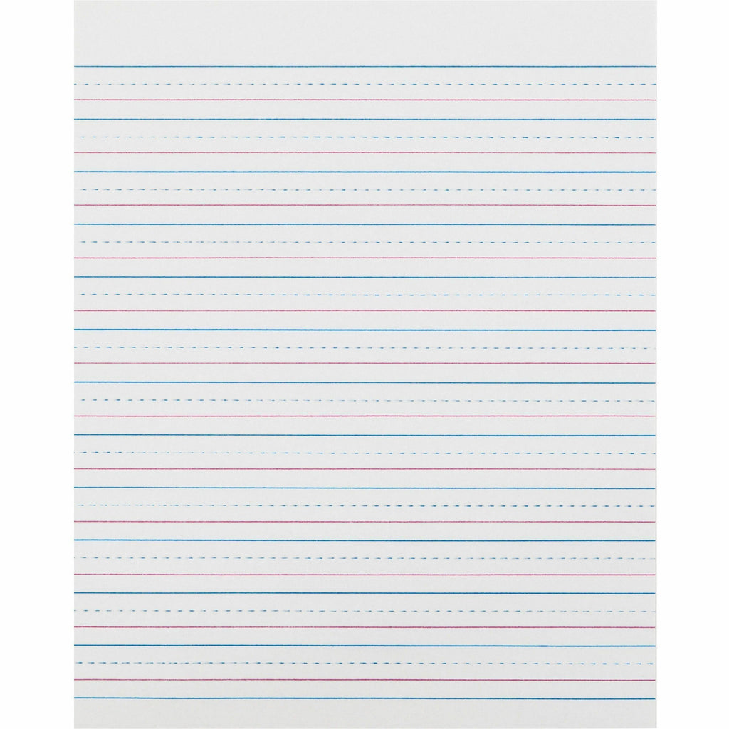 Zaner-Bloser Pacon Broken Midline Sulphite Paper - 500 Sheets - 0.50" Ruled - 8" x 10 1/2" - White Paper - 500 / Ream