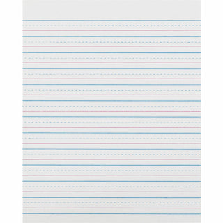 Zaner-Bloser Pacon Broken Midline Sulphite Paper - 500 Sheets - 0.50" Ruled - 8" x 10 1/2" - White Paper - 500 / Ream