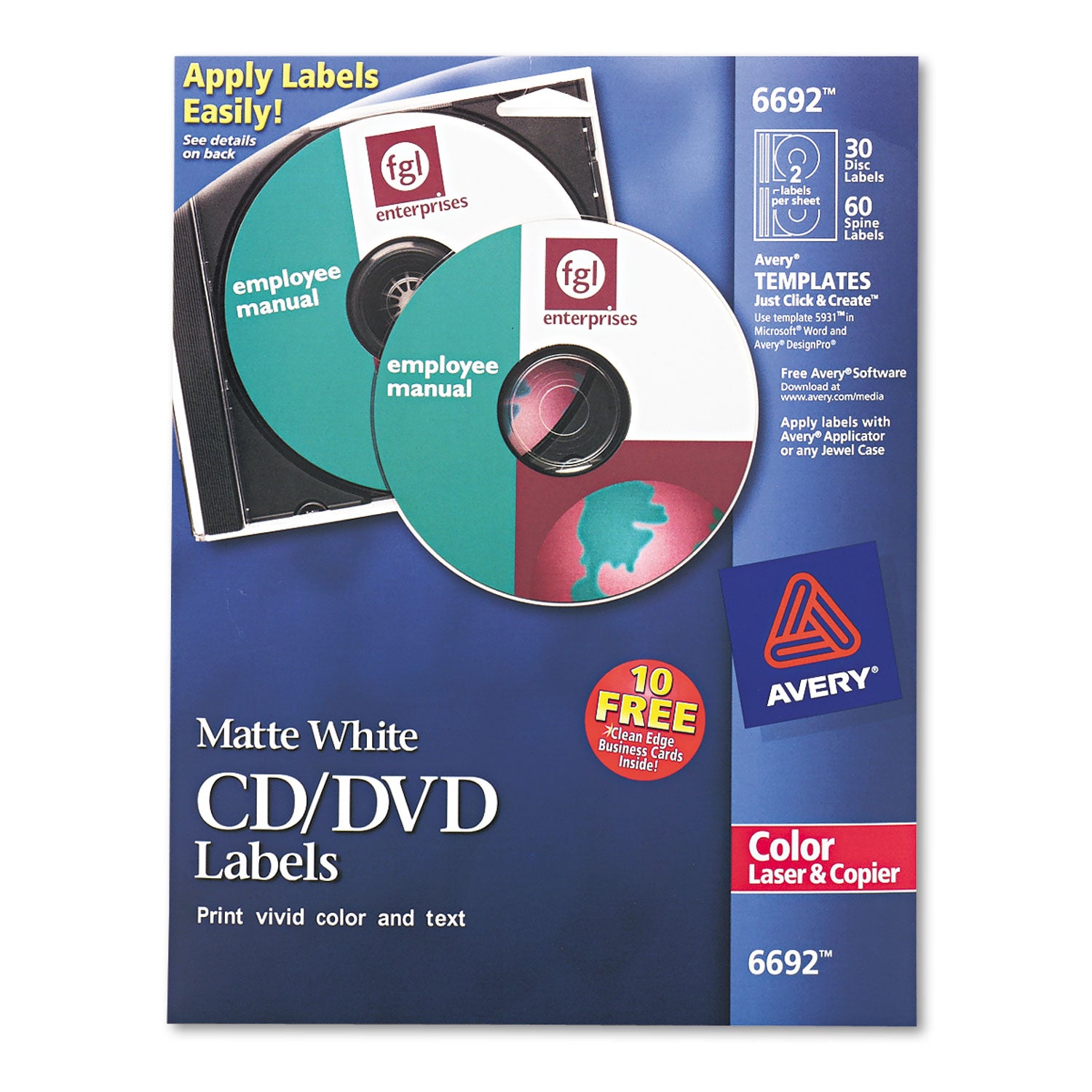 Laser CD Labels, Matte White, 40/Pack - 