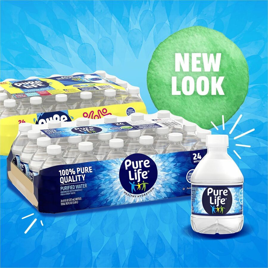 Pure Life Purified Bottled Water - Ready-to-Drink - 8 fl oz (237 mL) - Bottle - 24 / Carton
