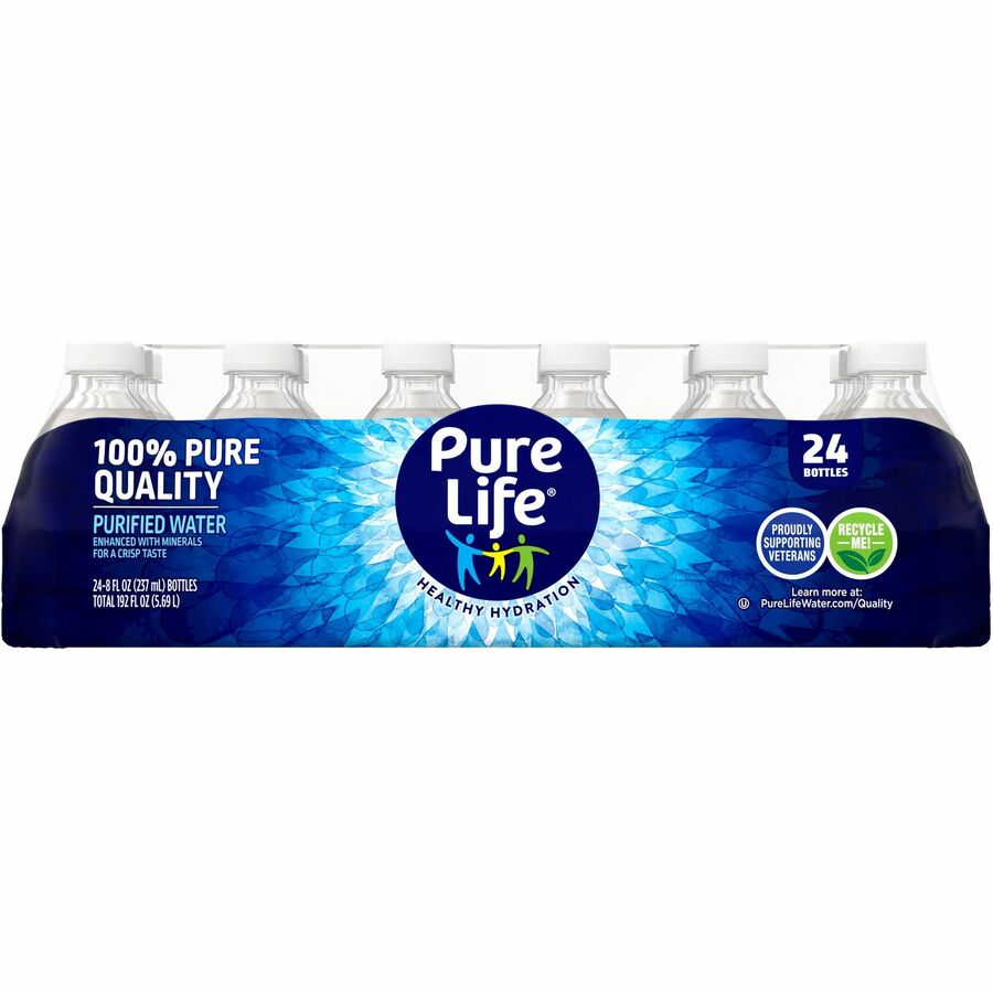 Pure Life Purified Bottled Water - Ready-to-Drink - 8 fl oz (237 mL) - Bottle - 24 / Carton