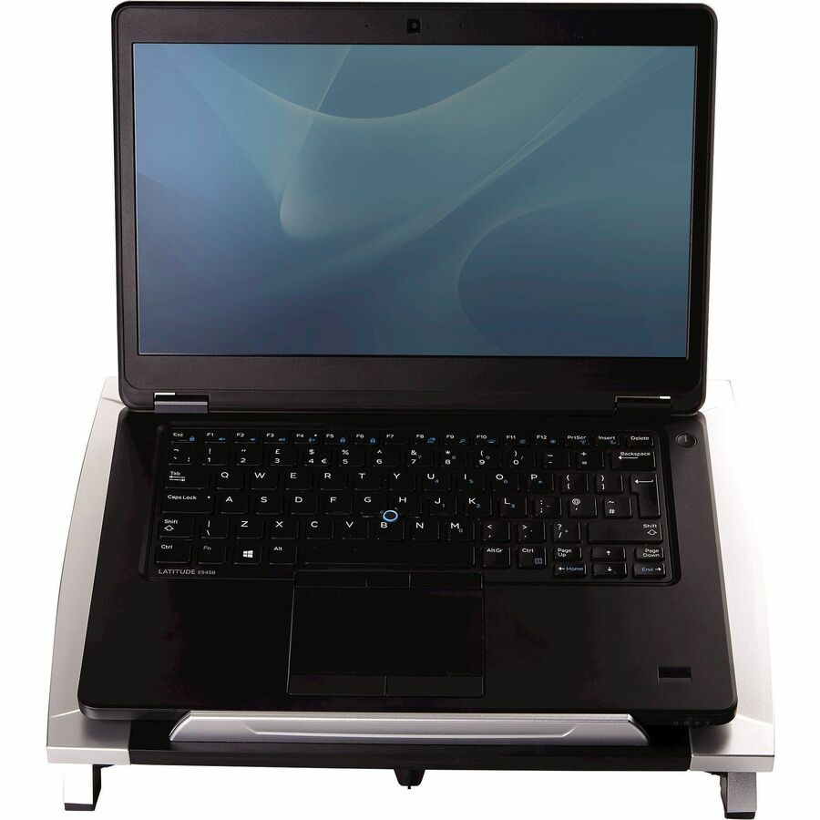 Office Suites Laptop Riser, 15.13" x 11.38" x 4.5" to 6.5", Black/Silver, Supports 10 lbs