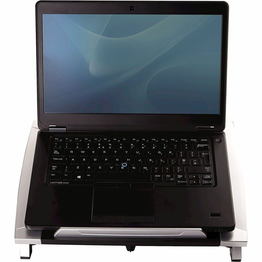 Office Suites Laptop Riser, 15.13" x 11.38" x 4.5" to 6.5", Black/Silver, Supports 10 lbs