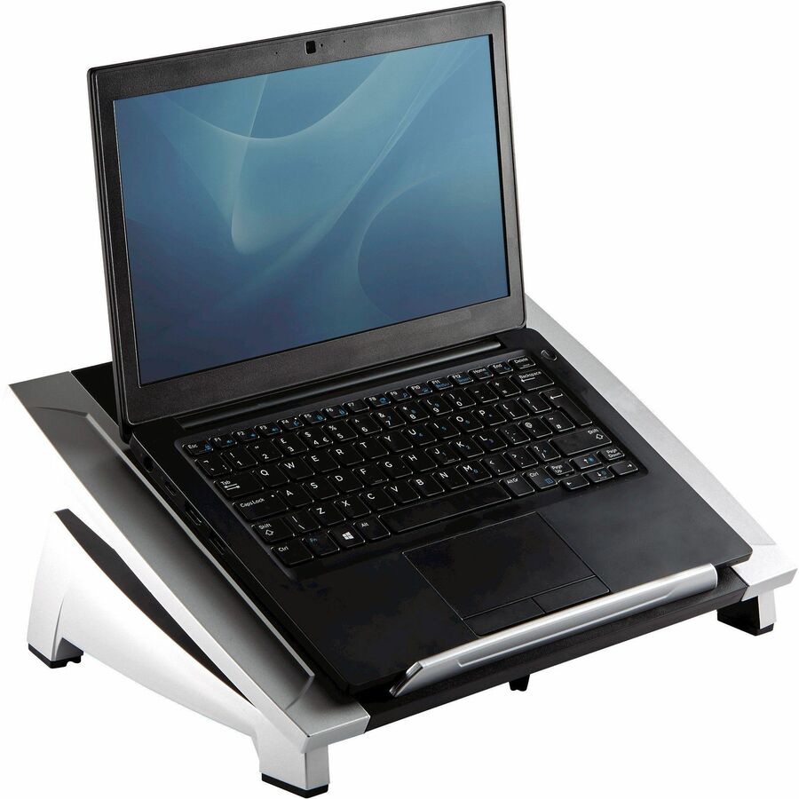Office Suites Laptop Riser, 15.13" x 11.38" x 4.5" to 6.5", Black/Silver, Supports 10 lbs