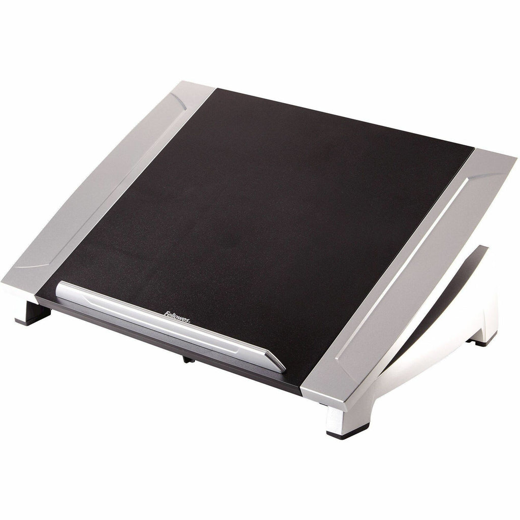 Office Suites Laptop Riser, 15.13" x 11.38" x 4.5" to 6.5", Black/Silver, Supports 10 lbs