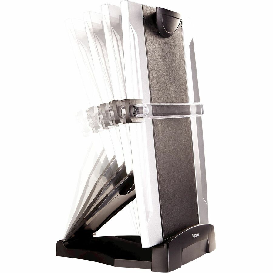 Office Suites Desktop Copyholder with Memo Board, 150 Sheet Capacity, Plastic, Black/Silver