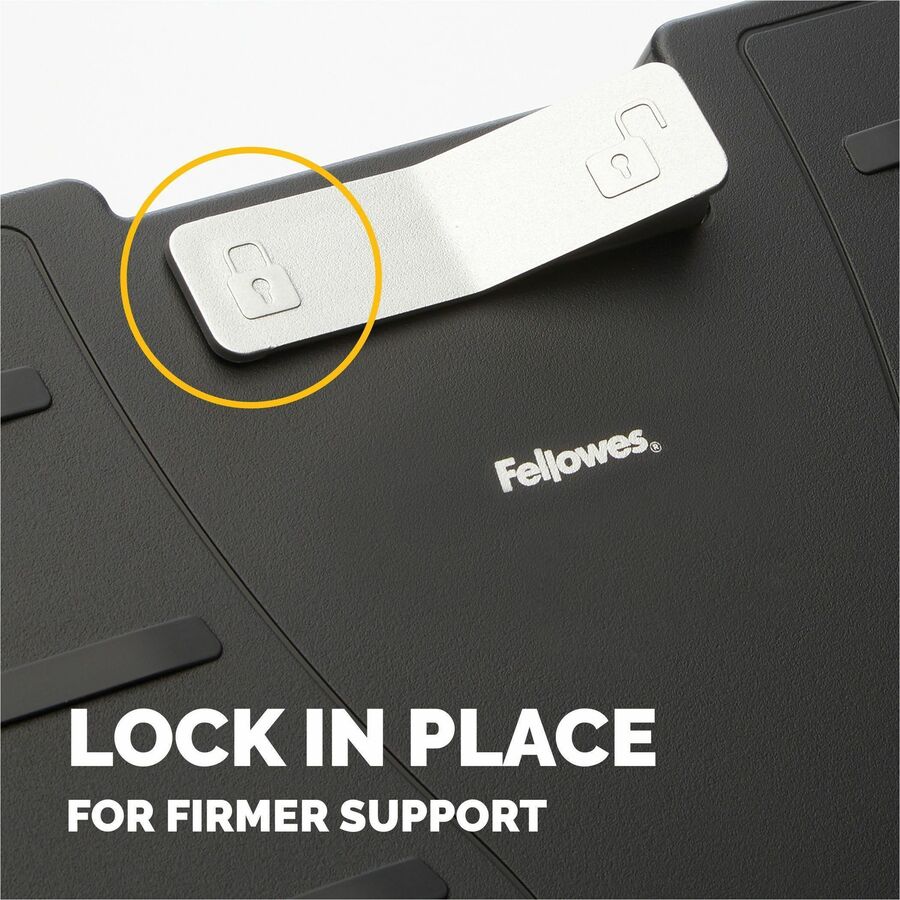 Fellowes Office Suites Adjustable Footrest - 30deg Tilt - Black, Silver