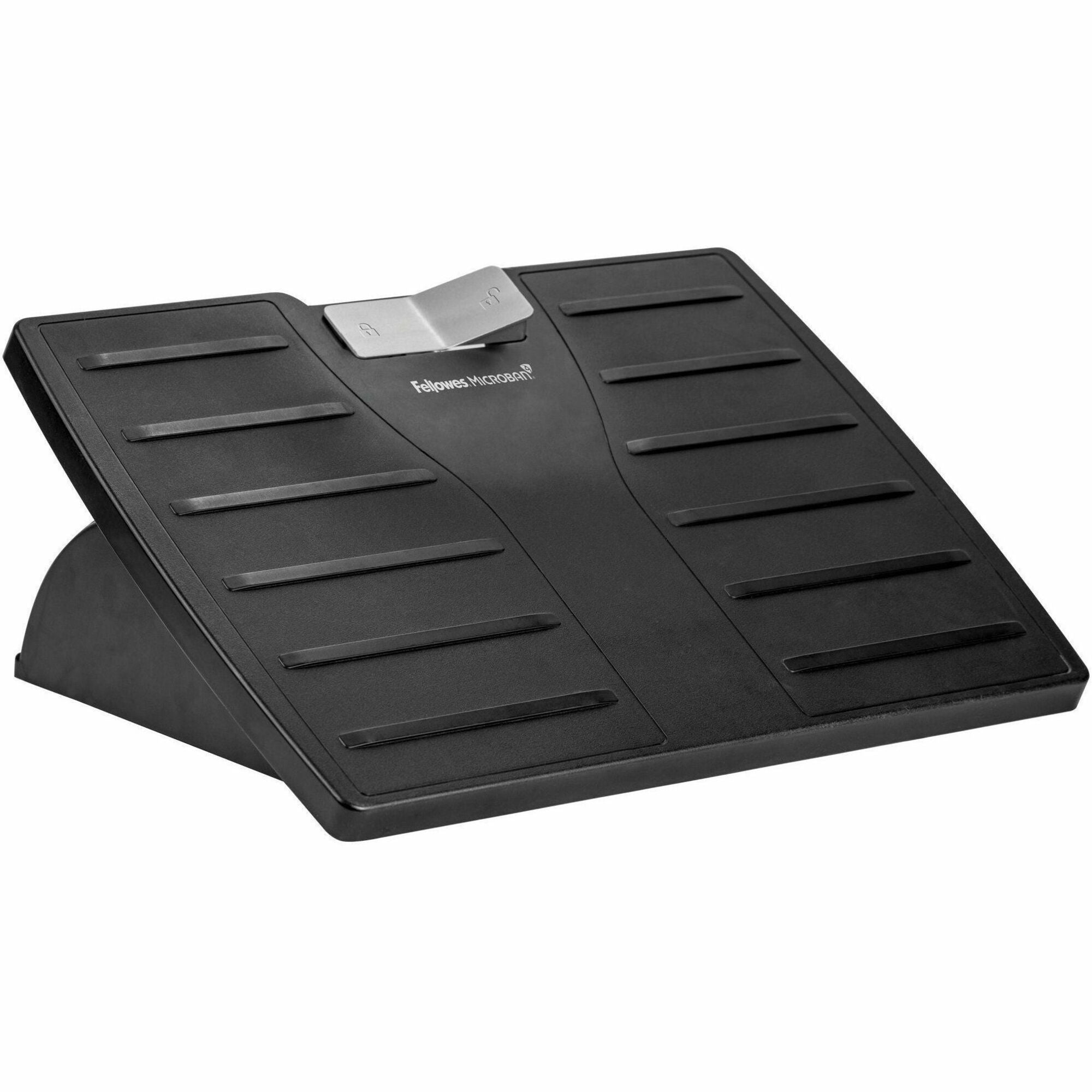 Fellowes Office Suites Adjustable Footrest - 30deg Tilt - Black, Silver