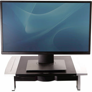 Office Suites Standard Monitor Riser, For 21" Monitors, 19.78" x 14.06" x 4" to 6.5", Black/Silver, Supports 80 lbs