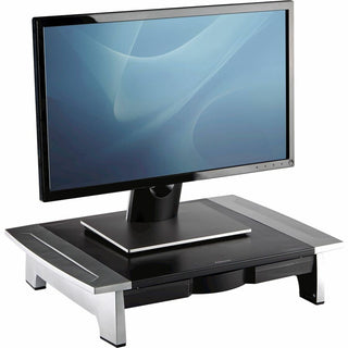 Office Suites Standard Monitor Riser, For 21" Monitors, 19.78" x 14.06" x 4" to 6.5", Black/Silver, Supports 80 lbs