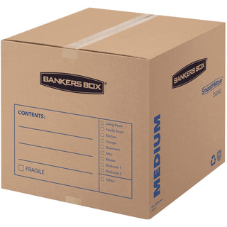 SmoothMove Basic Moving Boxes, Regular Slotted Container (RSC), Medium, 18" x 18" x 16", Brown/Blue, 20/Bundle