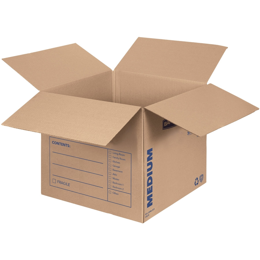SmoothMove Basic Moving Boxes, Regular Slotted Container (RSC), Medium, 18" x 18" x 16", Brown/Blue, 20/Bundle