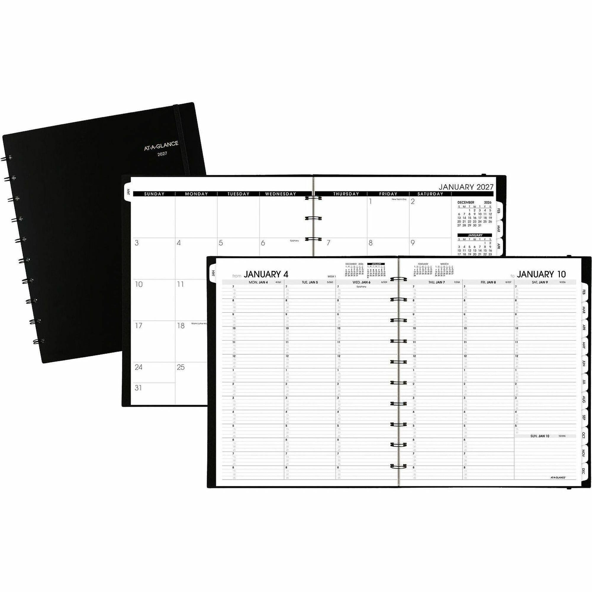 At-A-Glance Move-A-Page Weekly/Monthly Appointment Book - Julian Dates - Weekly, Monthly - 12 Month - January 2024 - January 2025 - 7:00 AM to 8:00 PM - Quarter-hourly, 7:00 AM to 5:45 PM - Quarter-hourly - 1 Week, 1 Month Double Page Layout - 8 3/4