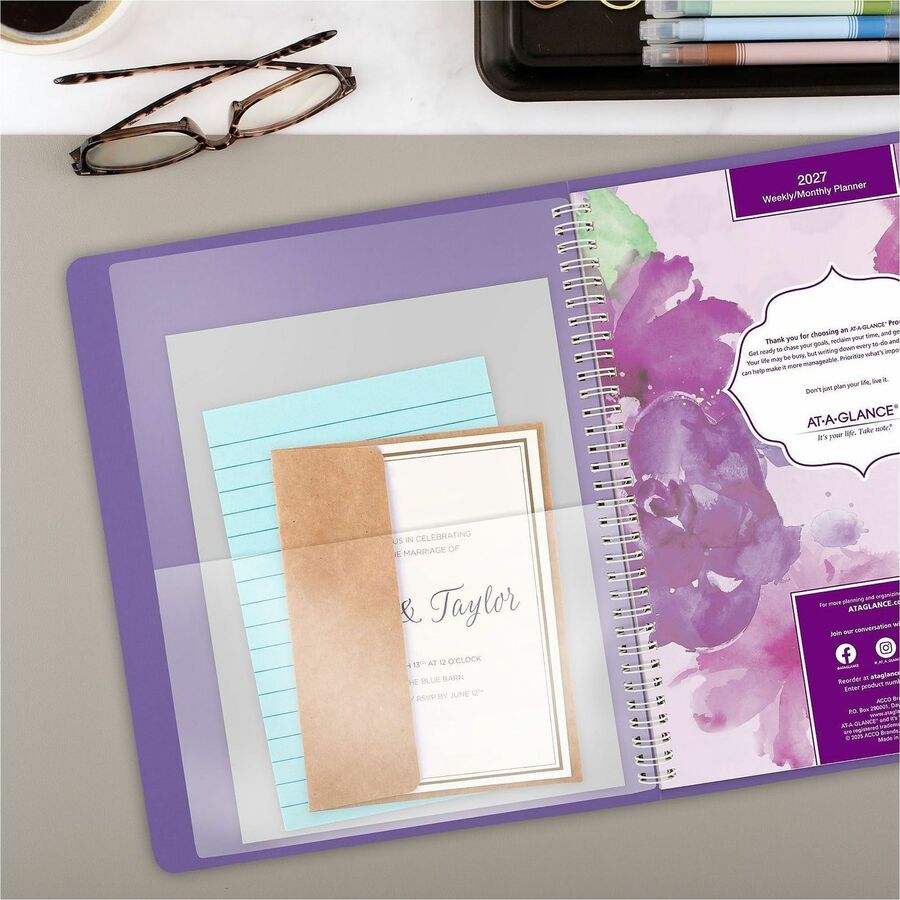 Beautiful Day Weekly/Monthly Planner, Vertical-Column Format, 11 x 8.5, Purple Cover, 13-Month (Jan to Jan): 2024 to 2025