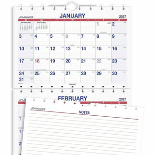 Move-A-Page Three-Month Wall Calendar, 12 x 27, White/Red/Blue Sheets, 15-Month (Dec to Feb): 2023 to 2025