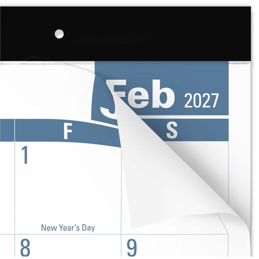 Easy-to-Read Monthly Desk Pad, 22 x 17, White/Blue Sheets, Black Binding, Clear Corners, 12-Month (Jan to Dec): 2024