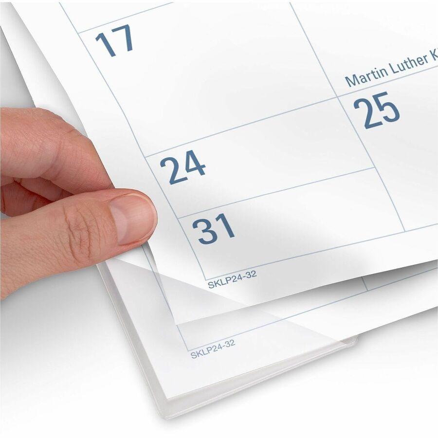 Easy-to-Read Monthly Desk Pad, 22 x 17, White/Blue Sheets, Black Binding, Clear Corners, 12-Month (Jan to Dec): 2024