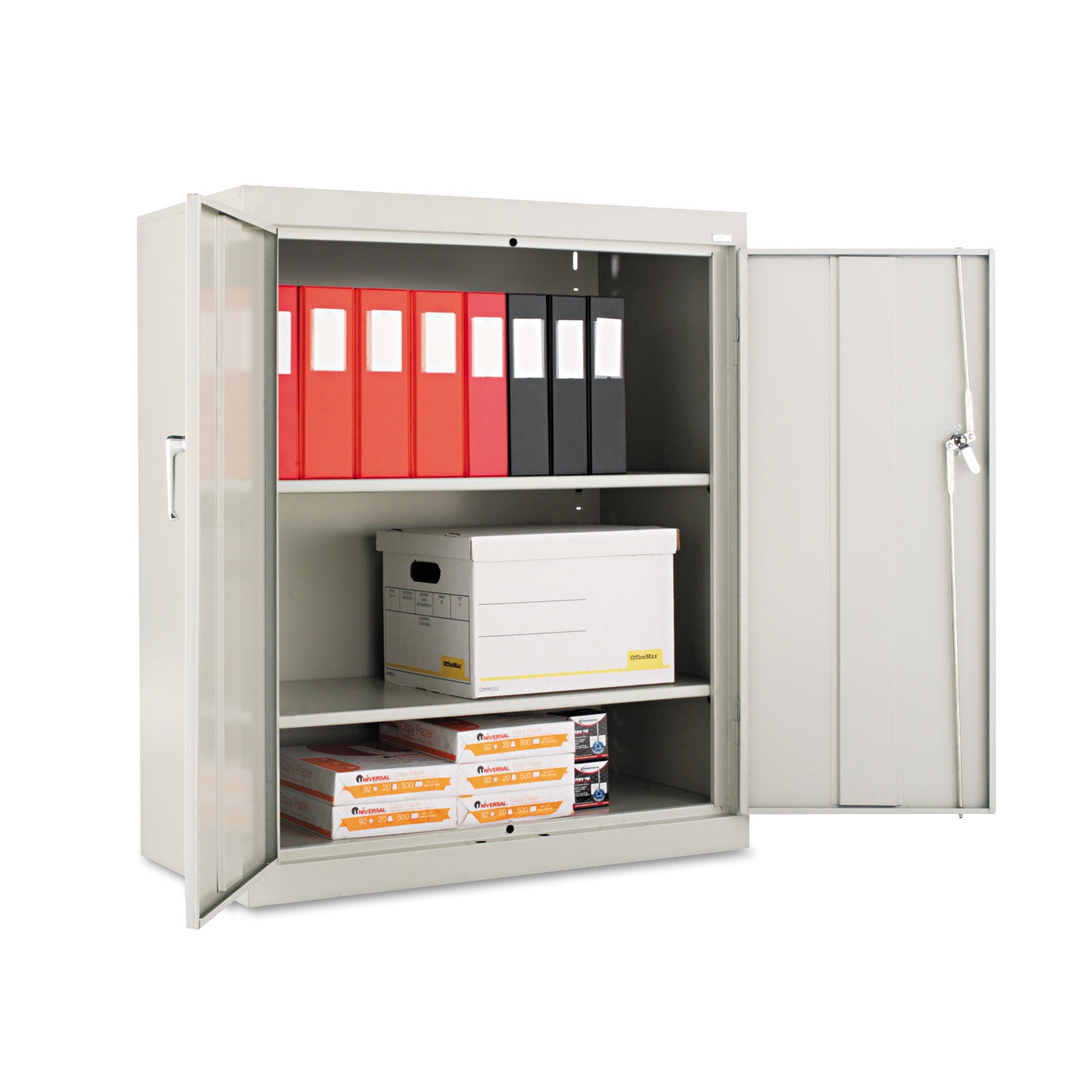 Assembled 42" High Heavy-Duty Welded Storage Cabinet, Two Adjustable Shelves, 36w x 18d, Light Gray - 