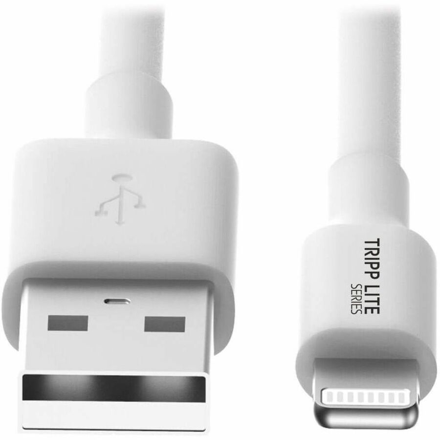 Tripp Lite by Eaton USB-A to Lightning Sync/Charge Cable (M/M) - MFi Certified White 3 ft. (0.9 m) - Lightning/USB for iPad, iPhone, iPod - 3 ft / 1M - 1 x Type A Male USB - 1 x Lightning Male Proprietary Connector - White