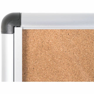 Slim-Line Enclosed Cork Bulletin Board, One Door, 47 x 38, Tan Surface, Aluminum Frame