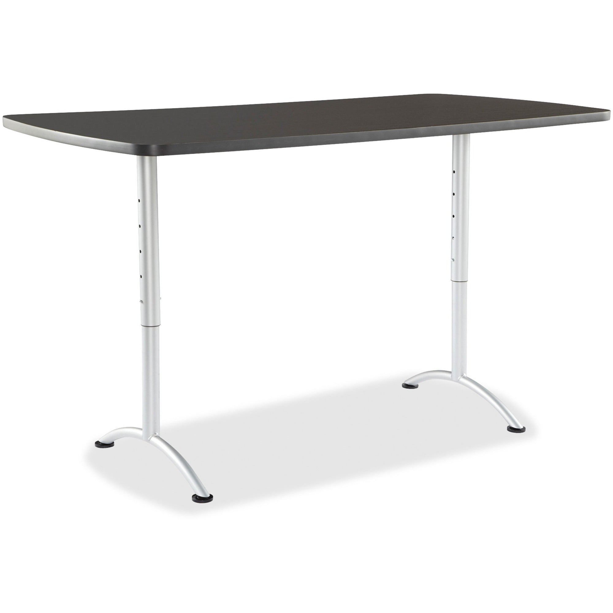 ARC Adjustable-Height Table, Rectangular, 36" x 72" x 30" to 42", Graphite Top, Silver Base