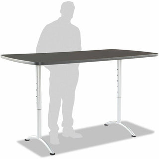ARC Adjustable-Height Table, Rectangular, 36" x 72" x 30" to 42", Graphite Top, Silver Base