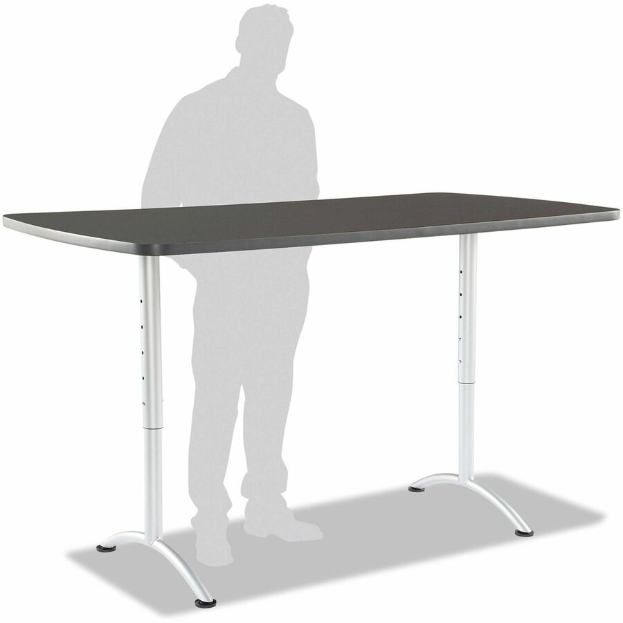 ARC Adjustable-Height Table, Rectangular, 36" x 72" x 30" to 42", Graphite Top, Silver Base