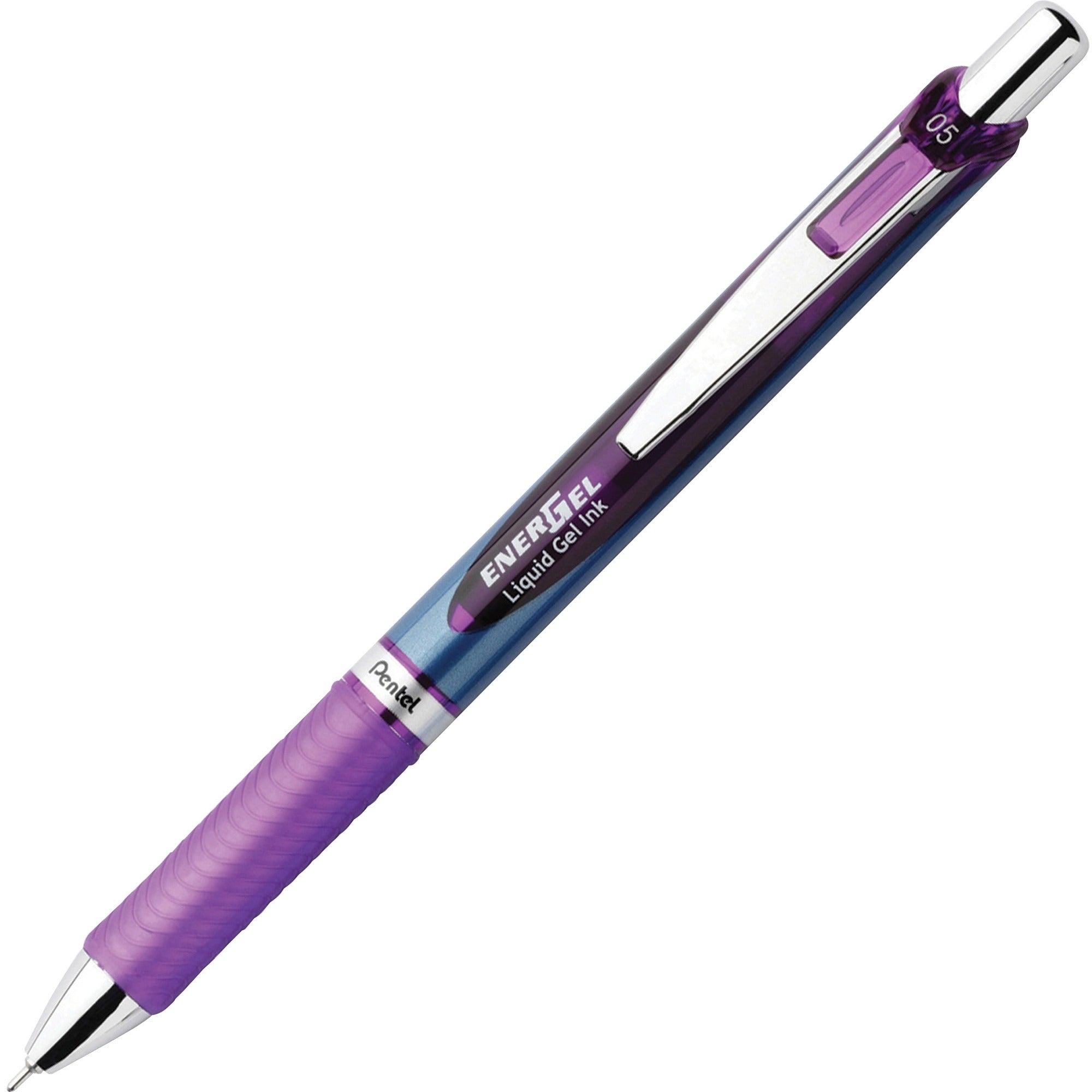 EnerGel RTX Gel Pen, Retractable, Fine 0.5 mm Needle Tip, Violet Ink, Violet/Blue Barrel