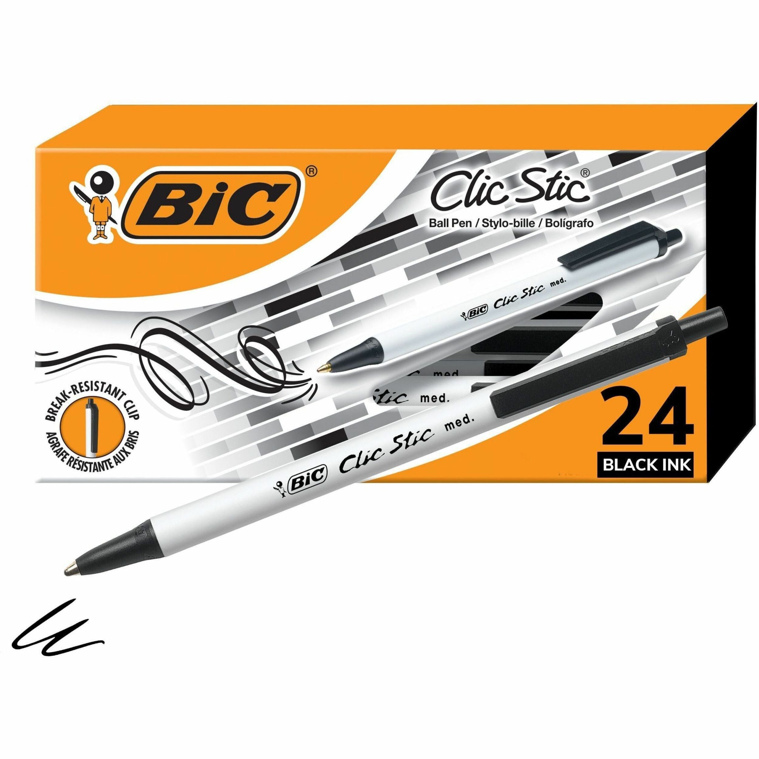 BIC Clic Stic Retractable Ballpoint Pens, Sold as 1 Box, 24 Each per Box - 1