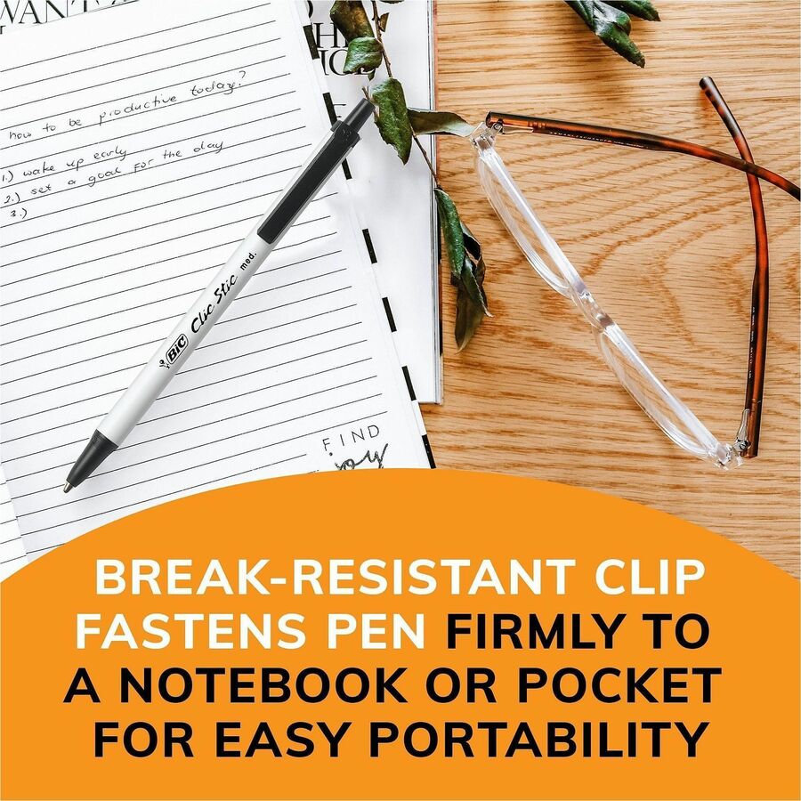 BIC Clic Stic Retractable Ballpoint Pens, Sold as 1 Box, 24 Each per Box