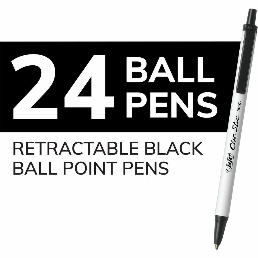 BIC Clic Stic Retractable Ballpoint Pens, Sold as 1 Box, 24 Each per Box - 5