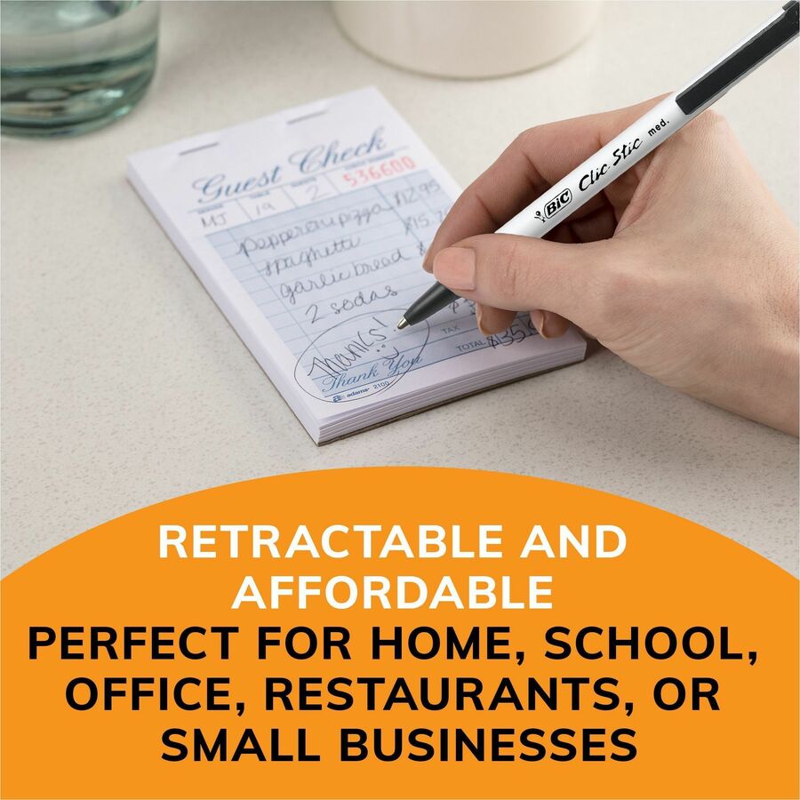 BIC Clic Stic Retractable Ballpoint Pens, Sold as 1 Box, 24 Each per Box