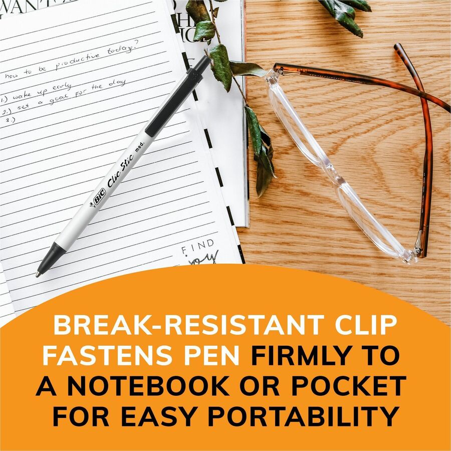BIC Clic Stic Retractable Ballpoint Pens, Sold as 1 Box, 24 Each per Box