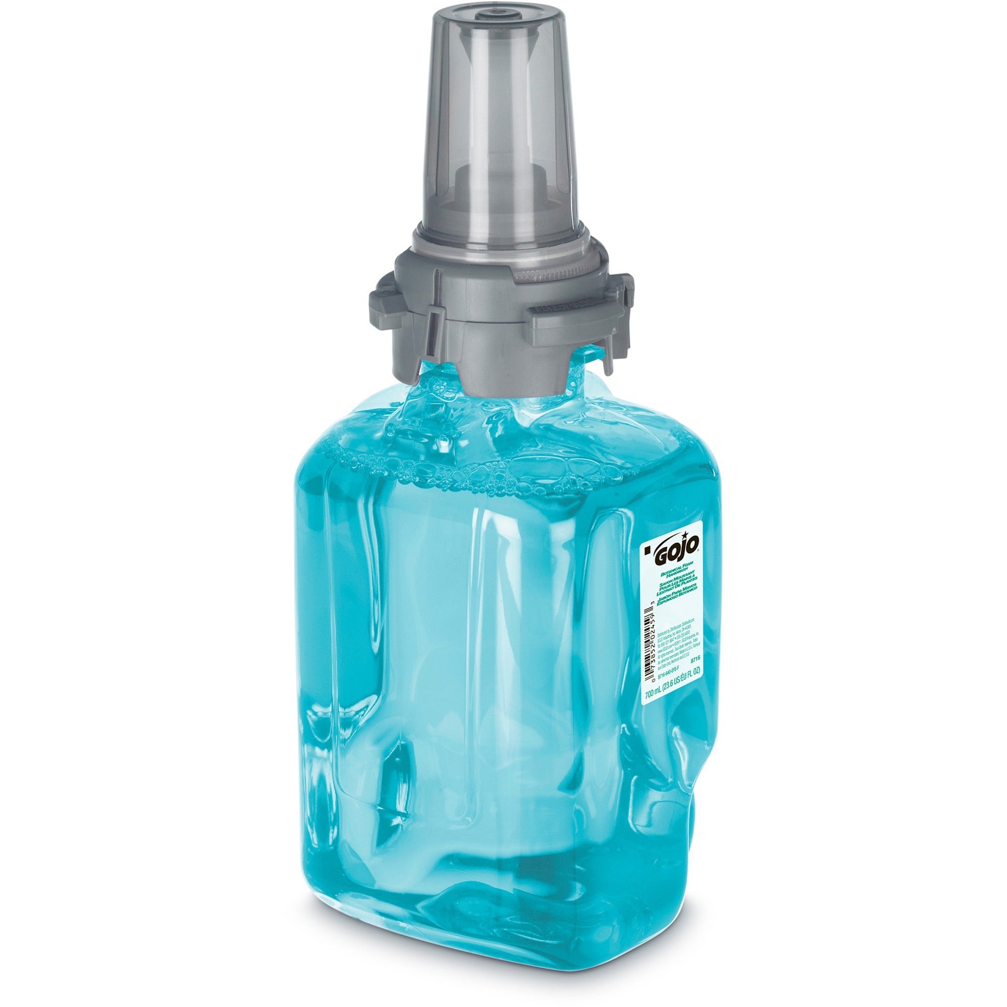 gojo-adx-7-dispenser-refill-botanical-foam-soap-botanical-scentfor-237-fl-oz-700-ml-pump-bottle-dispenser-skin-hand-moisturizing-emerald-green-rich-lather-bio-based-4-carton_goj871604ct - 3