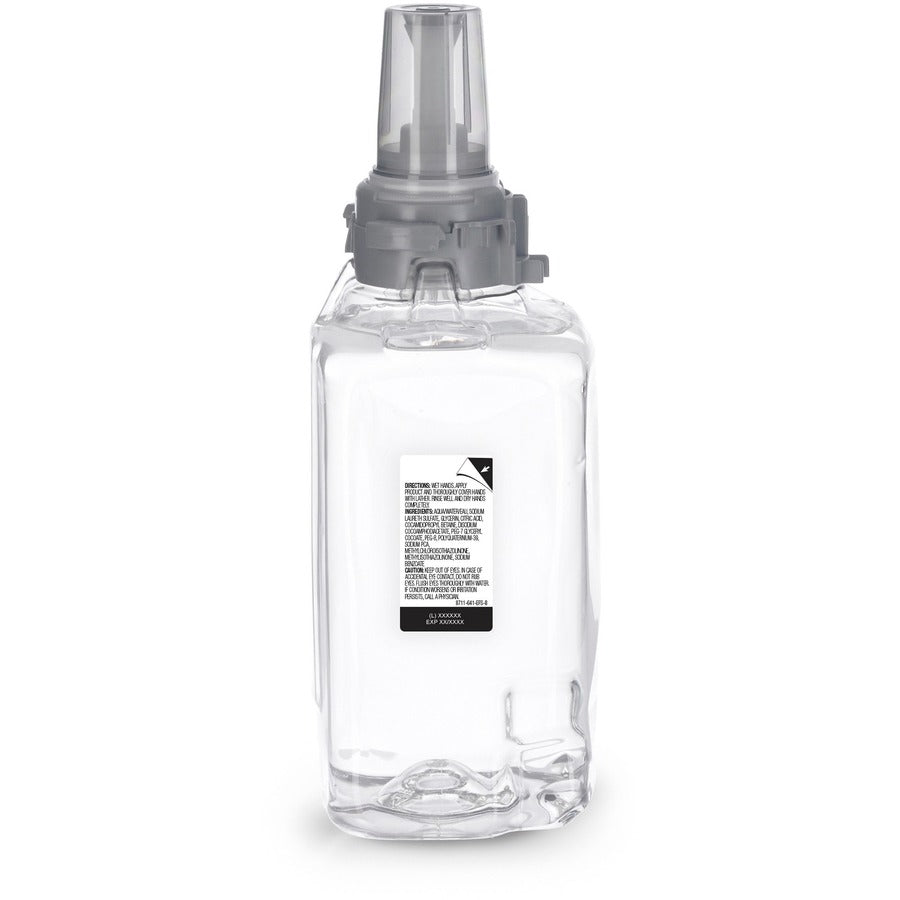 Gojo ADX-12 Clear/Mild Handwash Refill - 42.3 fl oz (1250 mL) - Push Pump Dispenser - Hand, Skin - Moisturizing - Clear - Dye-free, Fragrance-free, Rich Lather, Bio-based - 3 / Carton