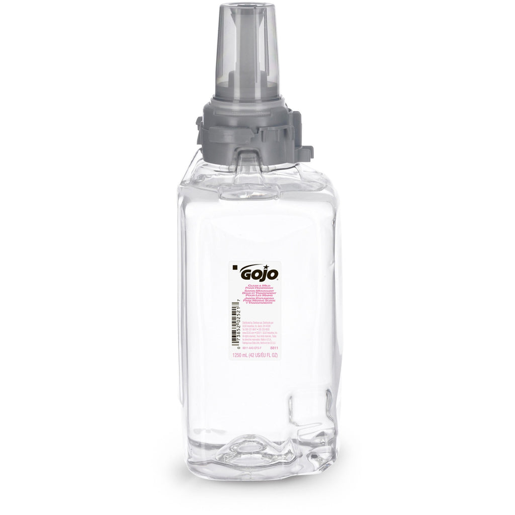 Gojo ADX-12 Clear/Mild Handwash Refill - 42.3 fl oz (1250 mL) - Push Pump Dispenser - Hand, Skin - Moisturizing - Clear - Dye-free, Fragrance-free, Rich Lather, Bio-based - 3 / Carton