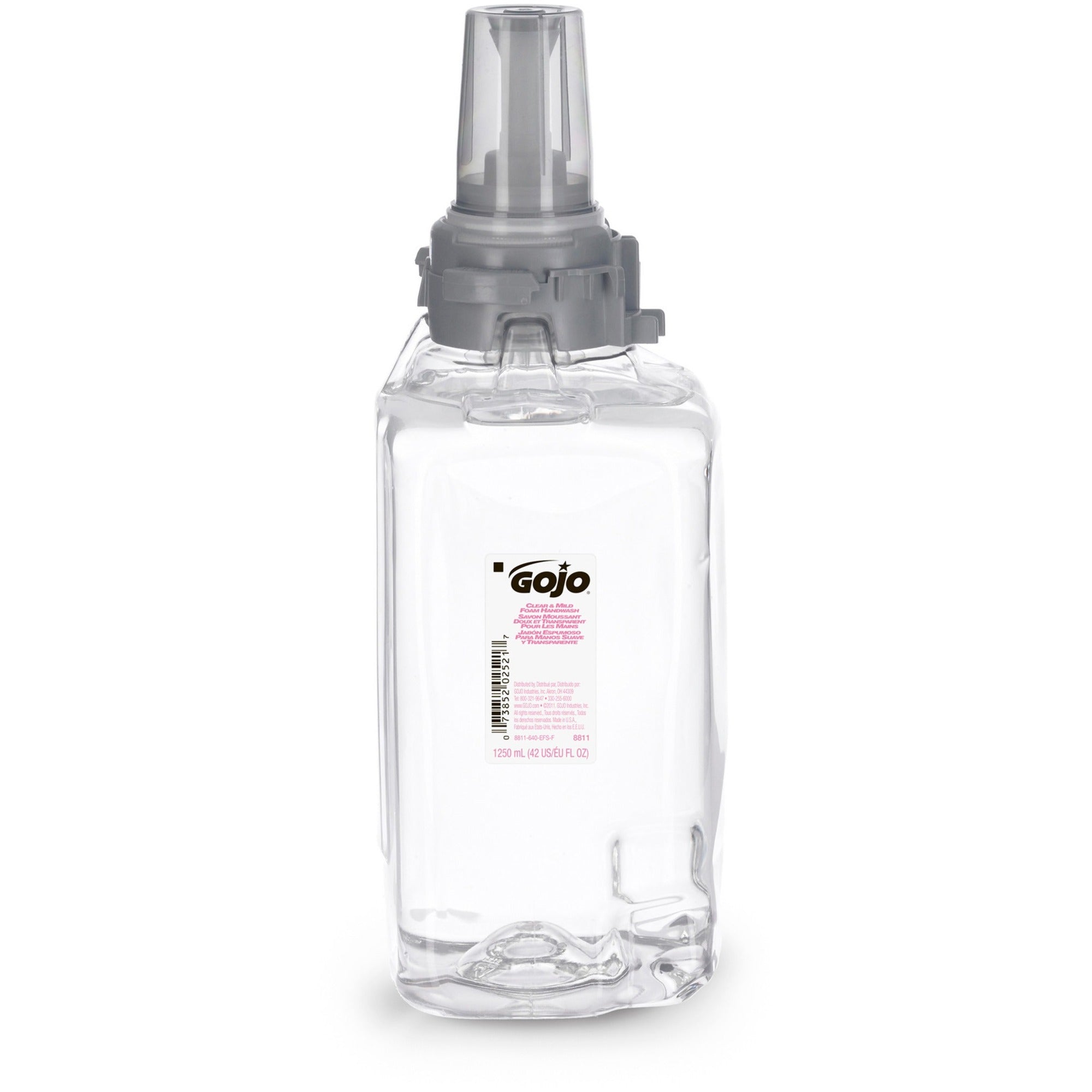 gojo-adx-12-clear-mild-handwash-refill-423-fl-oz-1250-ml-push-pump-dispenser-hand-skin-moisturizing-clear-dye-free-fragrance-free-rich-lather-bio-based-3-carton_goj881103ct - 1